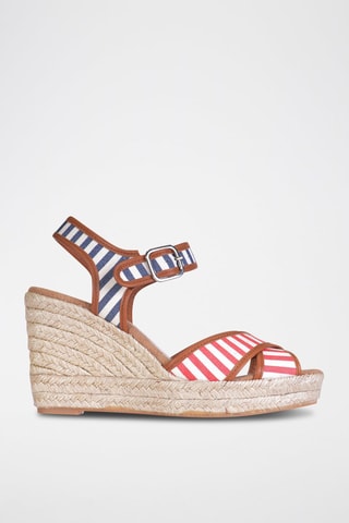 Alpargatas com cunha Bege - Azul-marinho