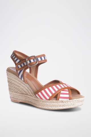 Alpargatas com cunha Bege - Azul-marinho