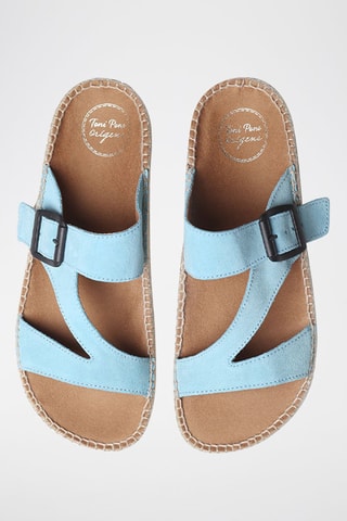 Mules em couro Bibi-A - Toupeira - Turquesa