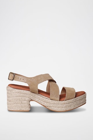 Sandálias com salto em couro Astrid - Bege - Bege