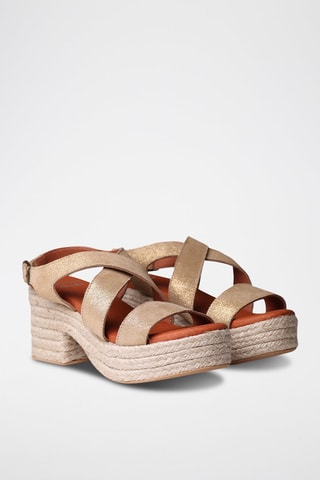 Sandálias com salto em couro Astrid - Bege - Bege