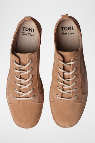 Sapatilhas em raspa de couro Declan - Camel