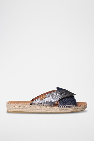 Mules em couro Jess - Azul-marinho e preto