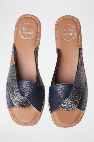 Mules em couro Jess - Azul-marinho e preto