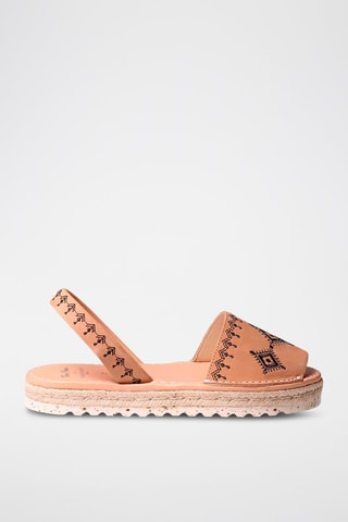 Sandálias com plataforma em couro Star - Bege - Castanho