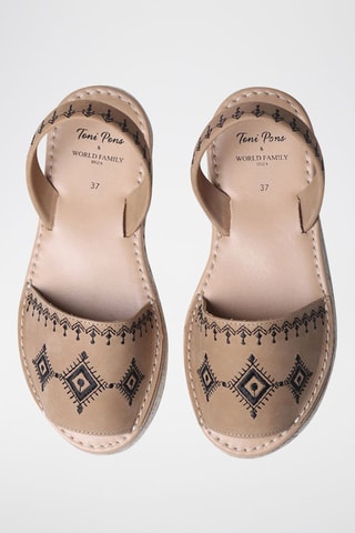 Sandálias com plataforma em couro Star - Bege - Castanho