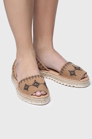 Sandálias com plataforma em couro Star - Bege - Castanho