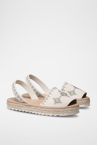 Sandálias com plataforma em couro Star - Bege - Bege