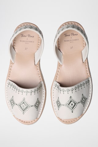 Sandálias com plataforma em couro Star - Bege - Bege