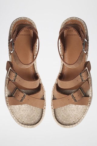 Sandálias com plataforma em couro Valeria - Camel - Castanho