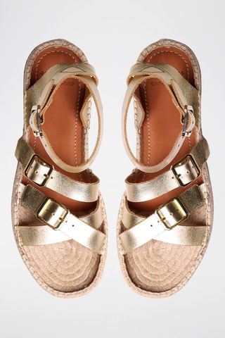 Sandálias com plataforma em couro Valeria - Camel - Bege