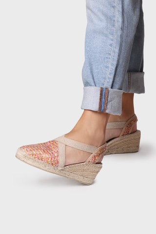 Alpargatas com cunha Terra-Cs - Bege e rosa - Multicor