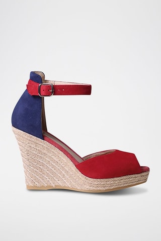 Sandálias com cunha em couro Sharon-A - Vermelho - Vermelho