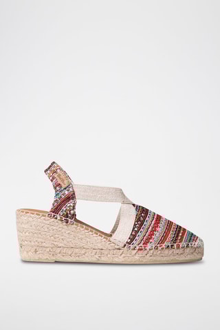 Alpargatas com cunha Terra-Ch - Bege e vermelho - Multicor