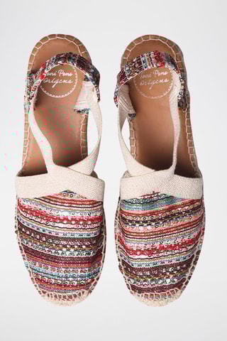 Alpargatas com cunha Terra-Ch - Bege e vermelho - Multicor