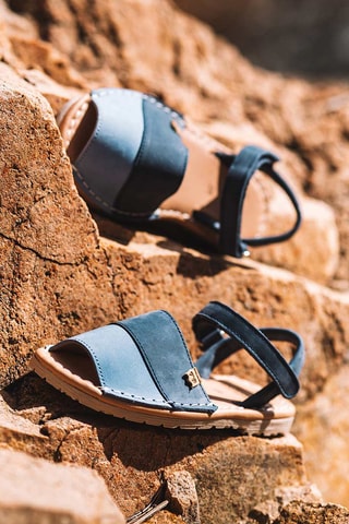 Sandálias em nobuck Corda - Azul - Azul