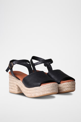 Sandálias de salto em couro Adrianna - Preto