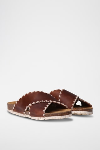 Mules em couro Grit - Castanho