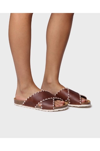 Mules em couro Grit - Castanho