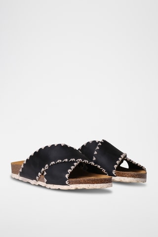 Mules em couro Grit - Preto