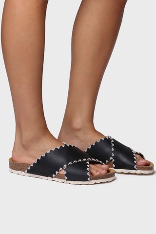 Mules em couro Grit - Preto