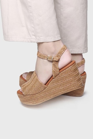 Sandálias com cunha Triana - Cru - Castanho