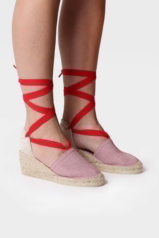 Alpargatas com cunha Veira-Mt - Preto - Vermelho