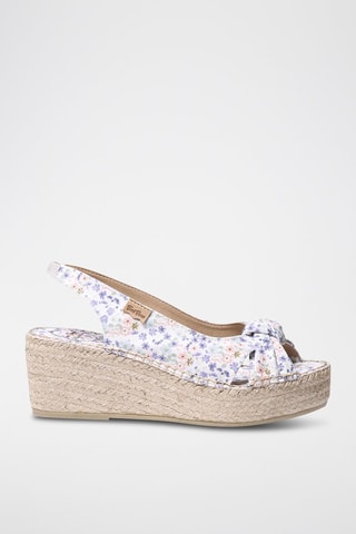 Sandálias com cunha Ines-Pr - Cru e azul - - Bege