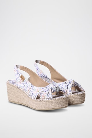 Sandálias com cunha Ines-Pr - Cru e azul - - Bege