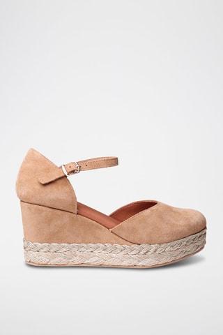 Alpargatas com cunha em nobuck Paloma - Camel - Camel