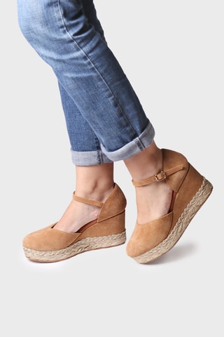 Alpargatas com cunha em nobuck Paloma - Camel - Camel