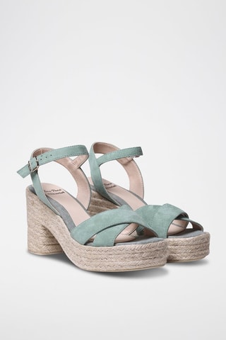 Sandálias com salto em couro Kota-A - Verde - Verde-claro