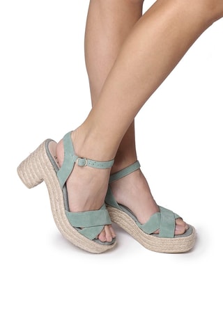 Sandálias com salto em couro Kota-A - Verde - Verde-claro