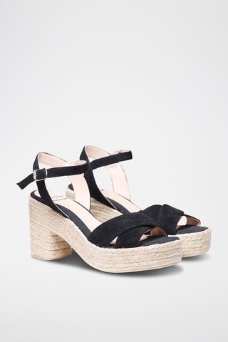 Sandálias com salto em couro Kota-A - Verde - Preto