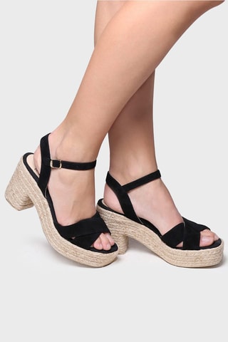 Sandálias com salto em couro Kota-A - Verde - Preto