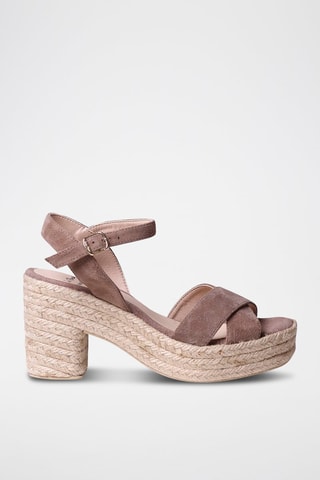 Sandálias com salto em couro Kota-A - Verde - Toupeira