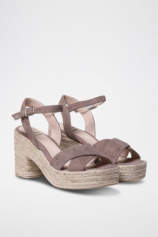 Sandálias com salto em couro Kota-A - Verde - Toupeira