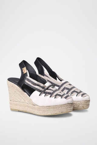 Alpargatas com cunha Patty-Nc - Cru e preto - Bege e preto