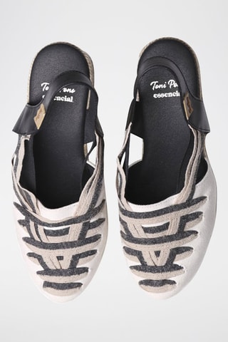 Alpargatas com cunha Patty-Nc - Cru e preto - Bege e preto