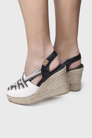 Alpargatas com cunha Patty-Nc - Cru e preto - Bege e preto