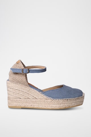 Alpargatas com cunha em linho Laia - Azul-claro