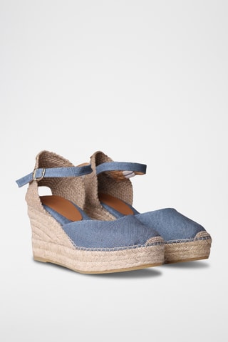 Alpargatas com cunha em linho Laia - Azul-claro