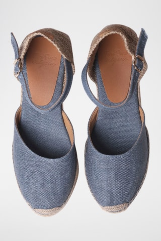 Alpargatas com cunha em linho Laia - Azul-claro