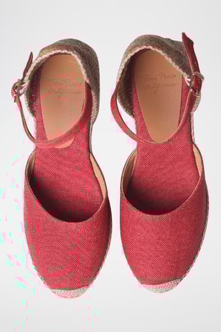 Alpargatas com cunha em linho Laia - Vermelho