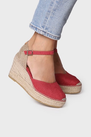 Alpargatas com cunha em linho Laia - Vermelho