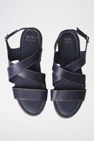 Sandálias com plataforma em couro Elisenda - Camel - Azul