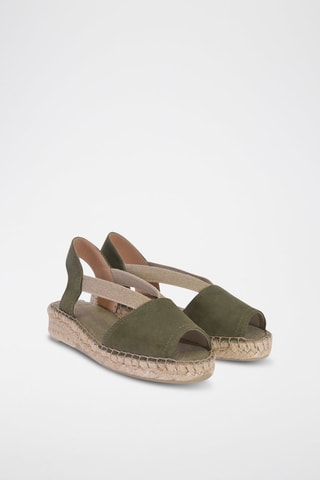 Alpargatas com cunha Verde - Caqui