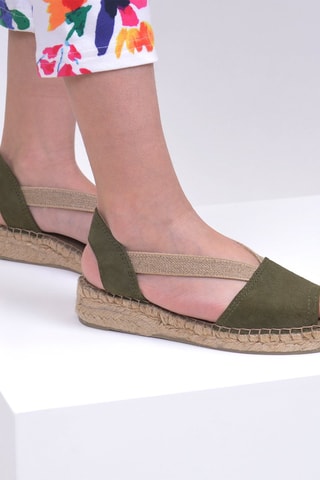 Alpargatas com cunha Verde - Caqui