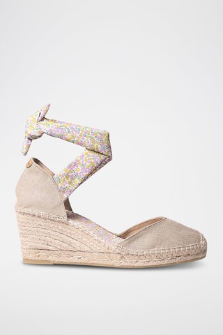 Alpargatas com cunha Azul - Bege