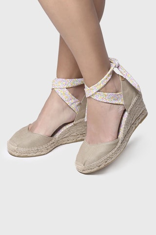 Alpargatas com cunha Azul - Bege